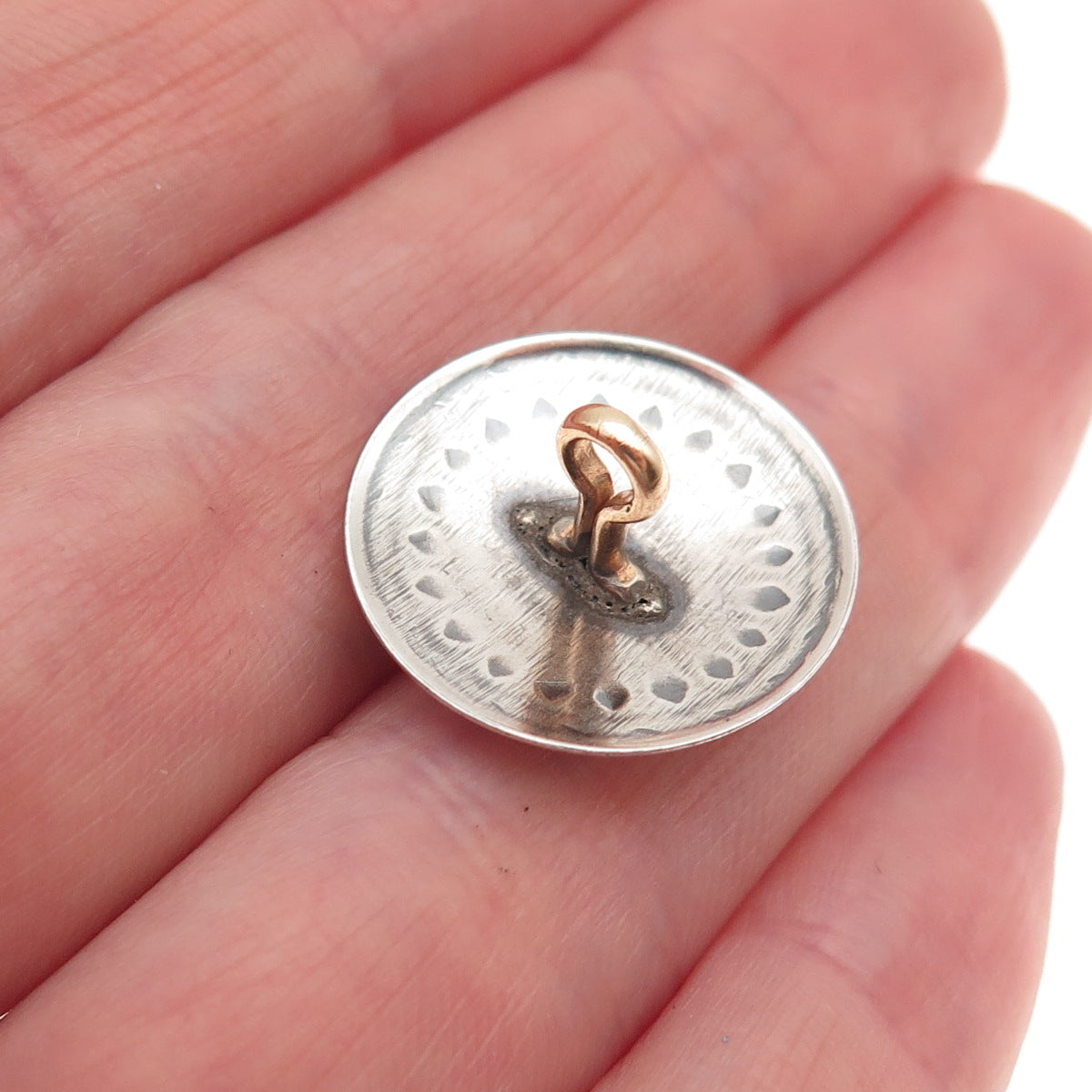 Old Pawn 925 Sterling Silver Vintage Southwestern Concho Oxidized Tribal Button