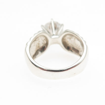 925 Sterling Silver Round-Cut C Z Modernist Ribbed Ring Size 6