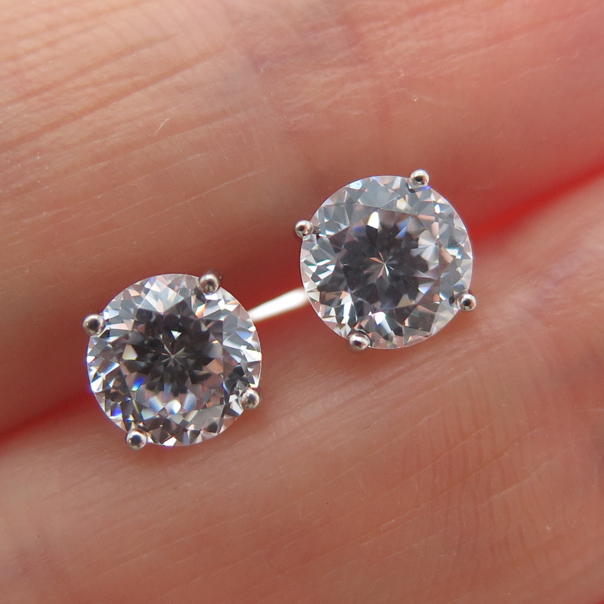 DBJ DEE BERKLE 925 Sterling Silver Round-Cut C Z Stud Earrings