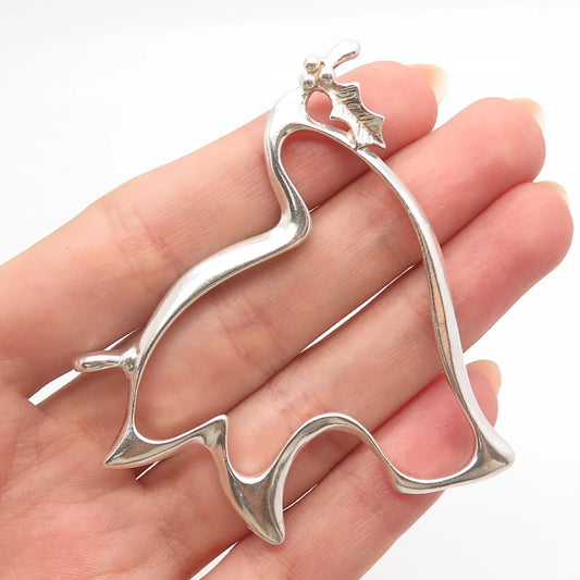 925 Sterling Silver Vintage LUNT Leaf Accent Modernist Pendant