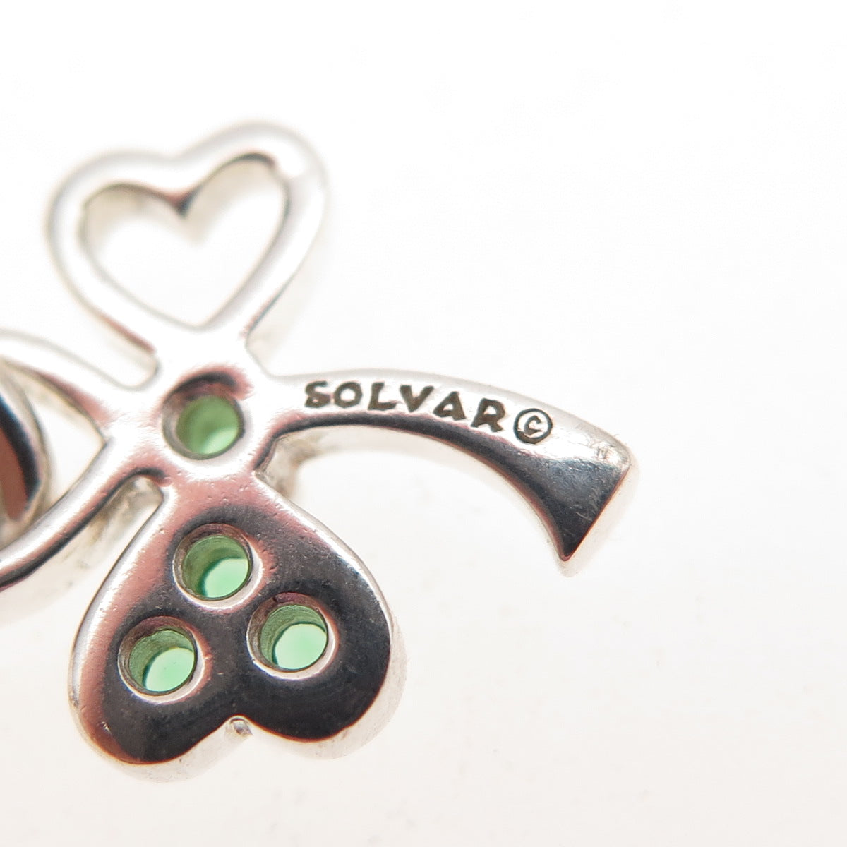 Solvar 925 Sterling Silver Real Chrome Diopside Clover Cable Chain Necklace 18"