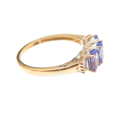 Chuck Clemency 925 Sterling Gold Plated Real Diamond & Tanzanite Ring Size 8.25