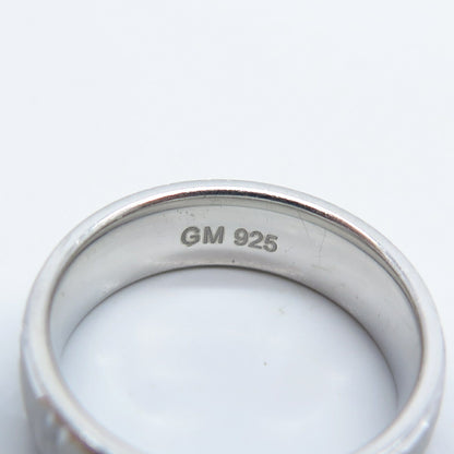 925 Sterling Silver Striped Band Ring Size 5.75