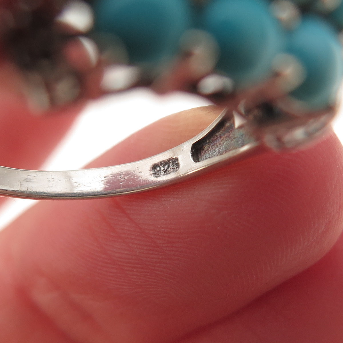 Chuck Clemency 925 Sterling Silver Real Blue Diamond & Turquoise Ring Size 10
