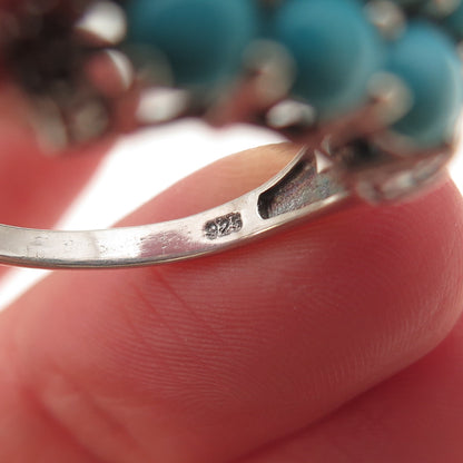 Chuck Clemency 925 Sterling Silver Real Blue Diamond & Turquoise Ring Size 10