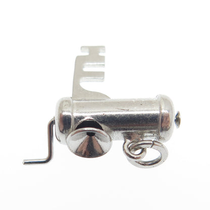 CARL ART Sterling Silver Antique Art Deco Meat Grinder Minimalist Charm Pendant