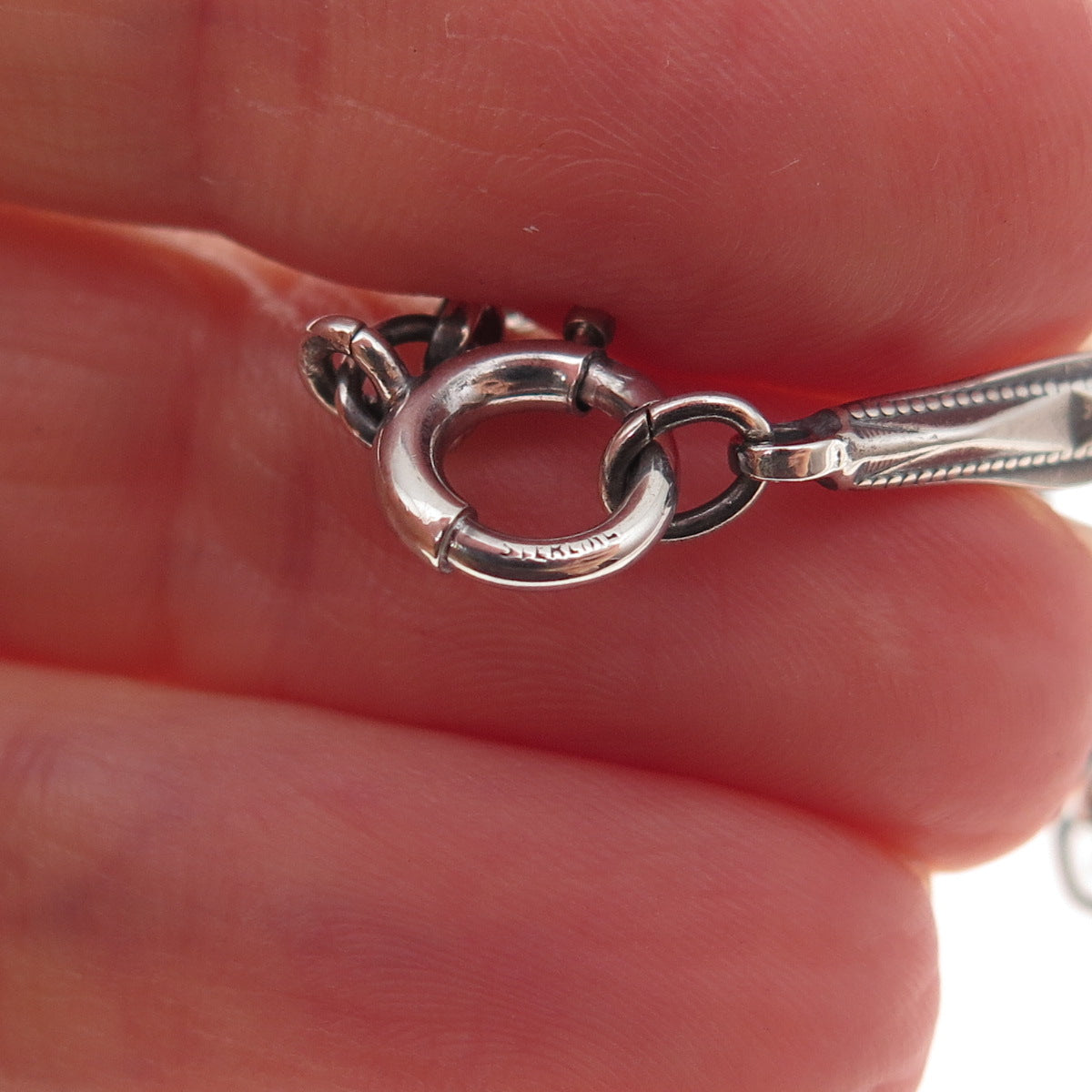 925 Sterling Silver Vintage Oxidized Bar Chain Necklace 18"