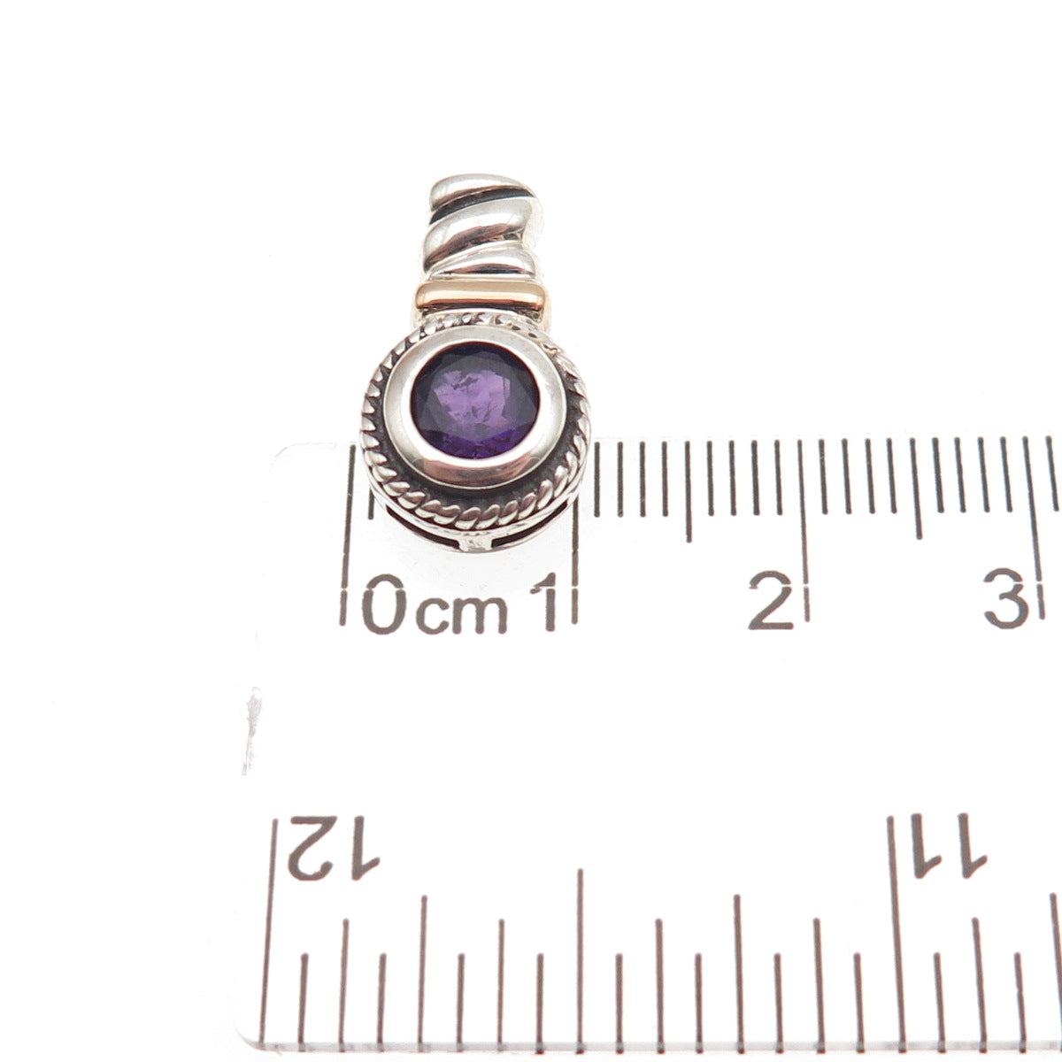 Ross Simons 925 Sterling Silver 14K Gold Real Amethyst Mini Charm Pendant