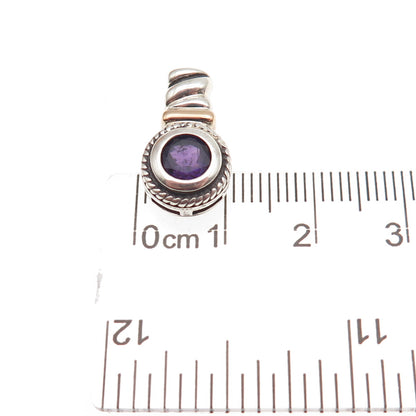 Ross Simons 925 Sterling Silver 14K Gold Real Amethyst Mini Charm Pendant