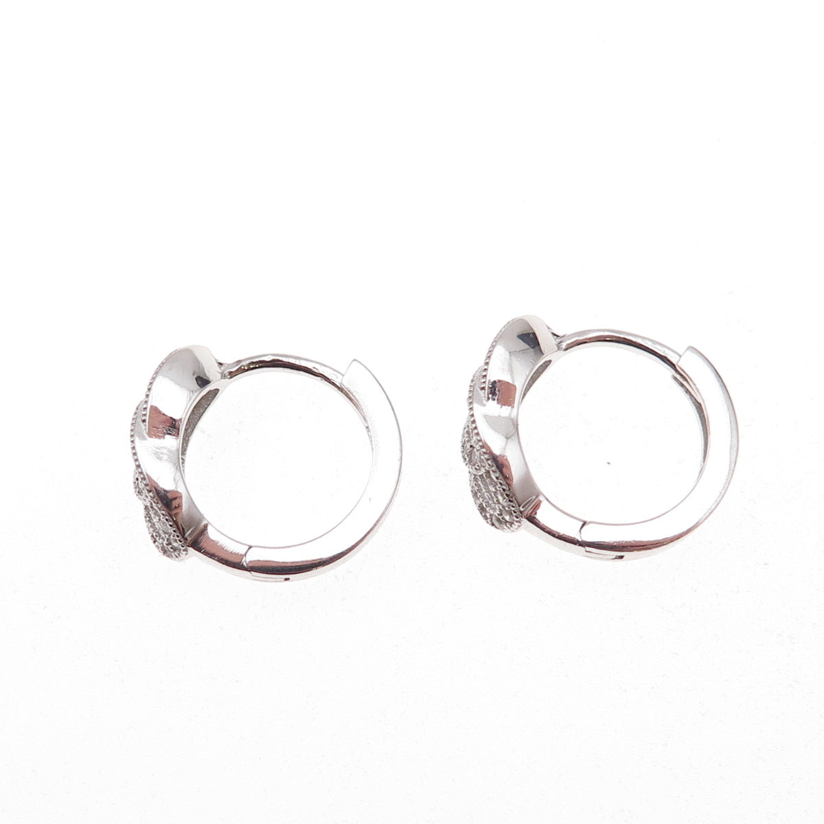 925 Sterling Silver Round-Cut C Z Interlocked Hoop Earrings