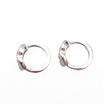 925 Sterling Silver Round-Cut C Z Interlocked Hoop Earrings