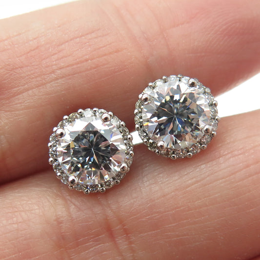 925 Sterling Silver Round-Cut C Z Sparkle Stud Earrings