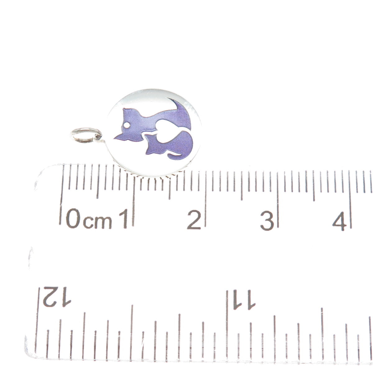 925 Sterling Silver Purple Enamel Dog & Cat Friendship Minimalist Charm Pendant