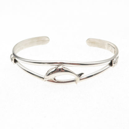 Carol Felley 925 Sterling Silver Vintage 1990 Dolphin Adjustable Bracelet 6.25"