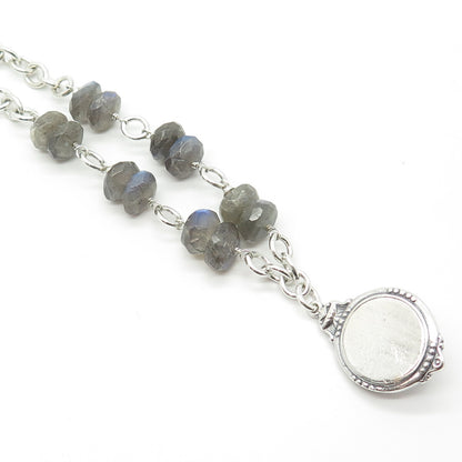 925 Sterling Silver Vintage Alana Love Real Labradorite Gemstone Necklace 16"