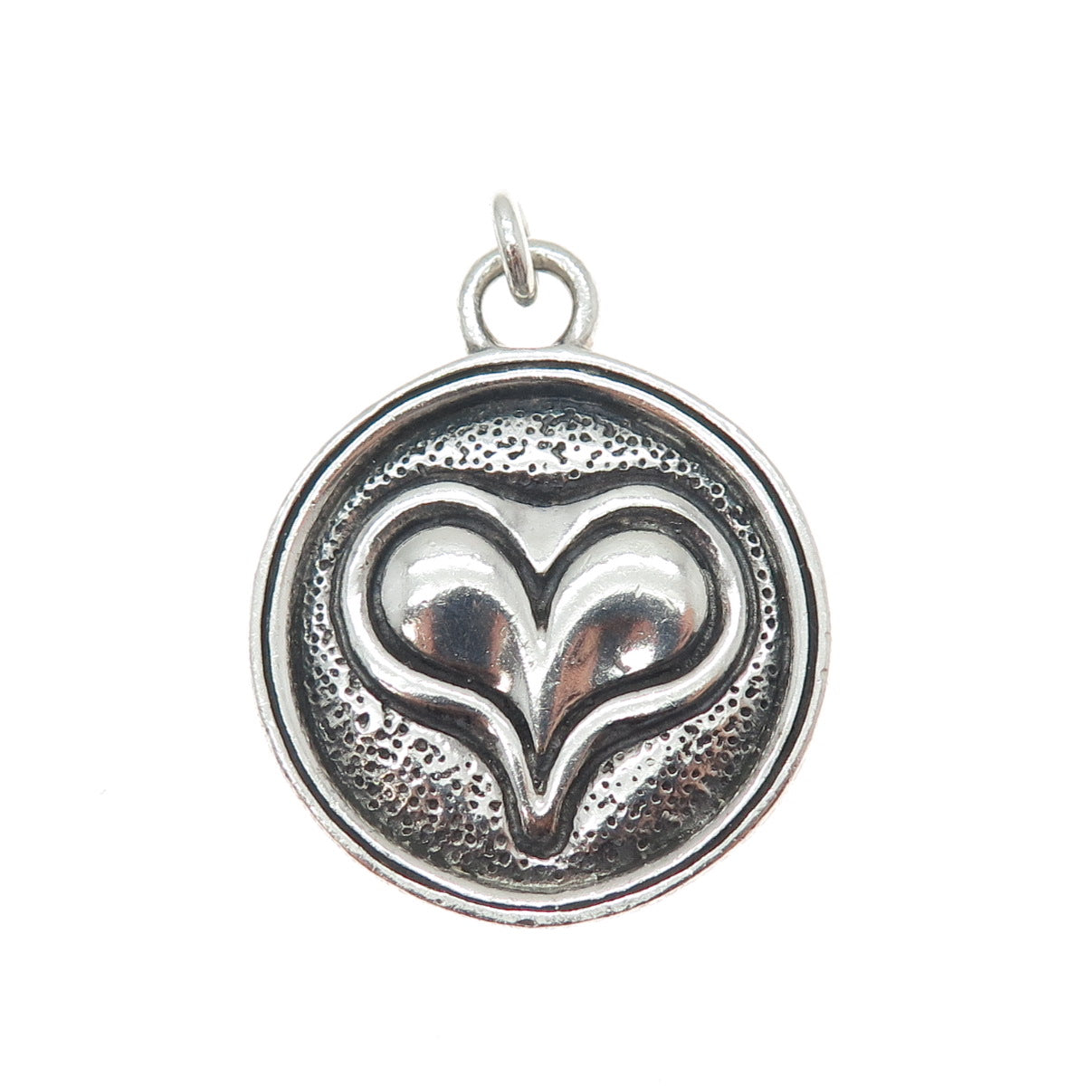 EXEX by Claudia Agudelo 925 Sterling Silver Vintage Heart Oxidized Charm Pendant