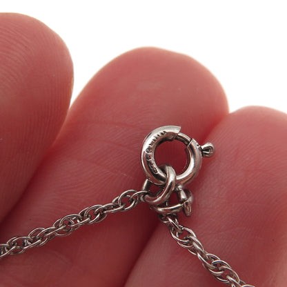 AmLee Sterling Silver Antique Art Deco Rhinestone Heart Filigree Necklace 16"