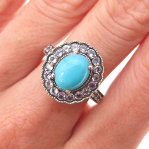 Chuck Clemency 925 Sterling Real Sleeping Beauty Turquoise Tanzanite Ring Size 7