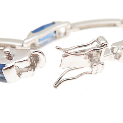 925 Sterling Silver Real Tanzanite Bar Link Bracelet 7.25"