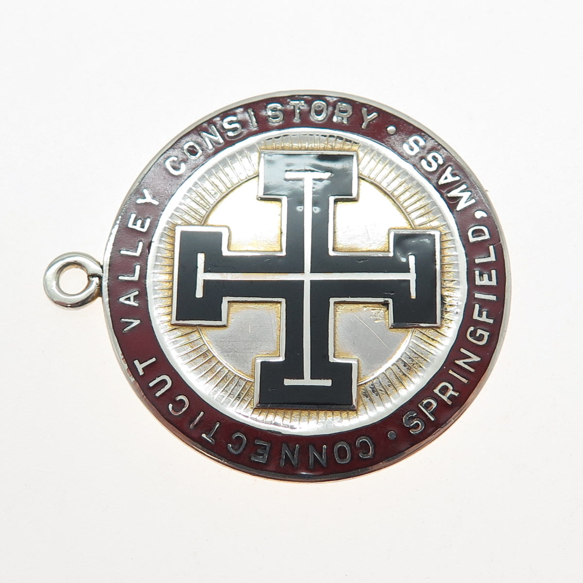 ROBBINS CO. 925 Sterling Gold Plated Vintage Enamel CT Valley Consistory Pendant