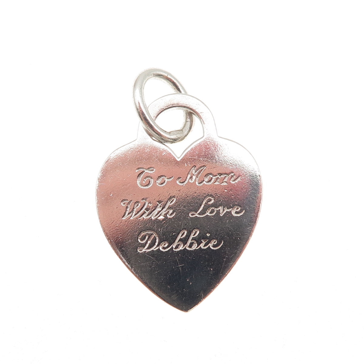 Tiffany & Co. 925 Sterling Silver Vintage Engraved Heart Tag Charm Pendant