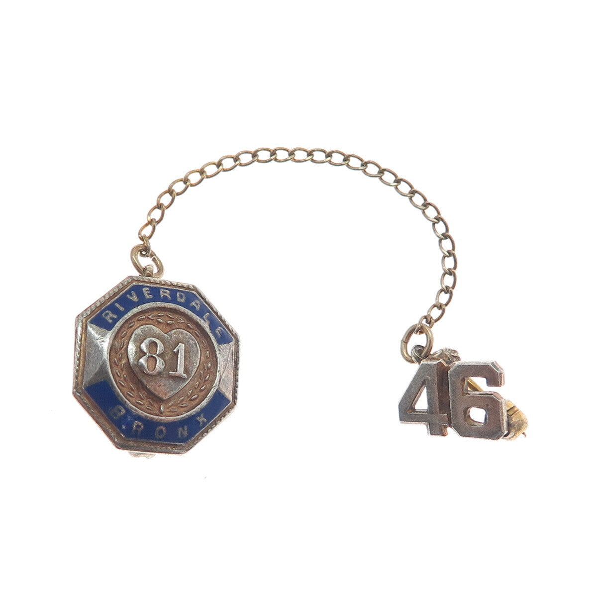 925 Sterling Silver Antique 1946 Enamel Public School 81 Riverdale Bronx Pin