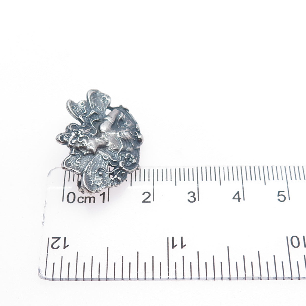 LISA LEE CREATIONS 925 Sterling Silver Vintage Fairy Oxidized Pin Brooch Pendant