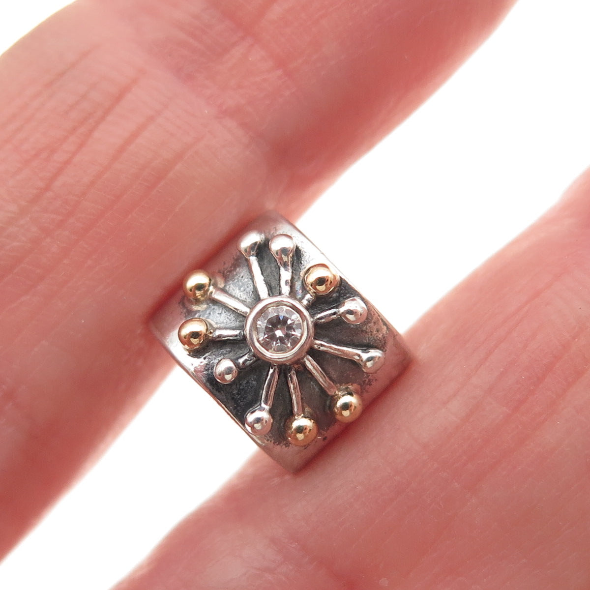 PANDORA 925 Sterling Silver Gold C Z Desert Star Slide Bead Charm