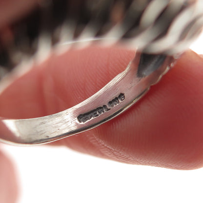 925 Sterling Silver Vintage Modernist Oxidized Dome Ring Size 7