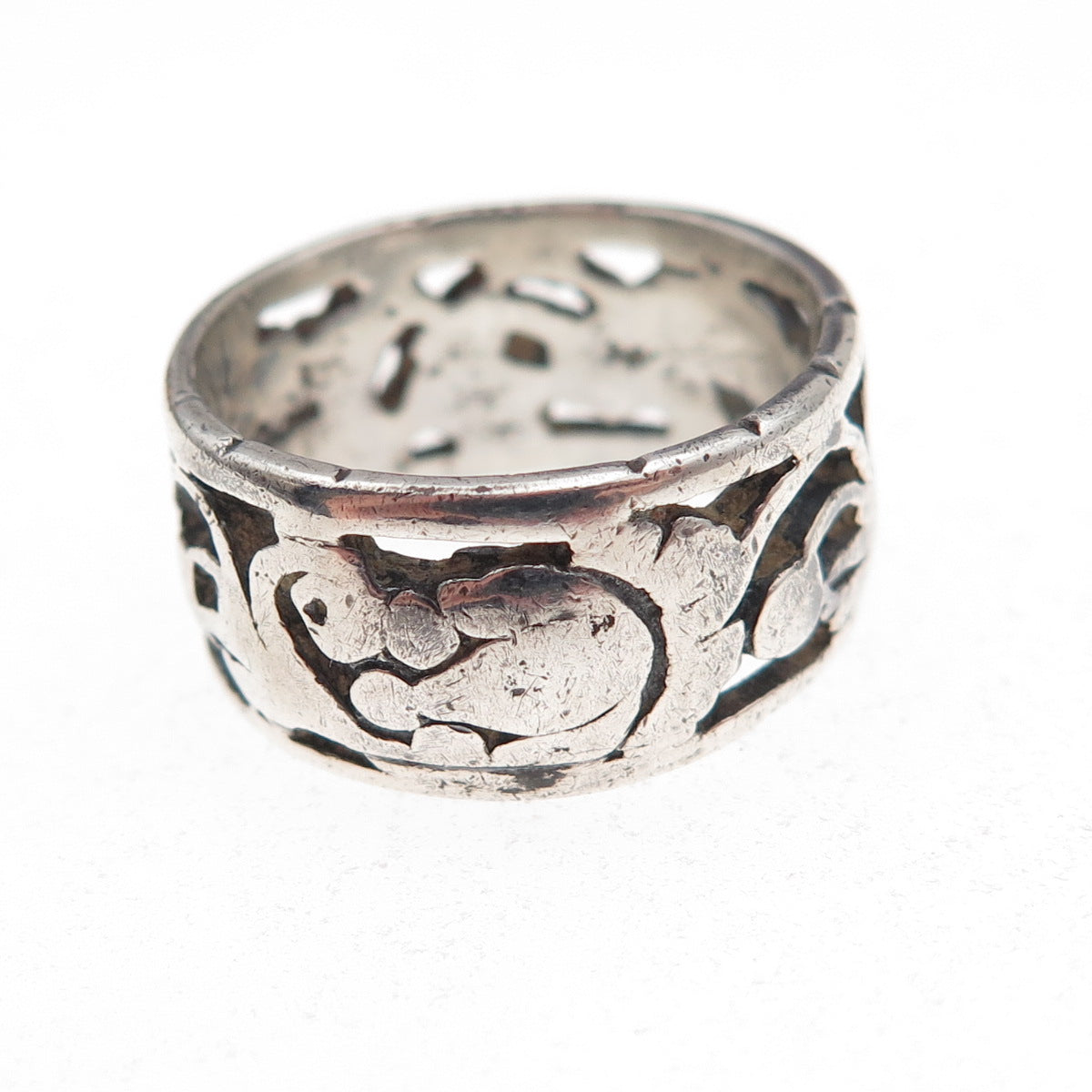 J.D. Schlang Co. 925 Sterling Silver Antique Art Deco Floral Band Ring Size 7