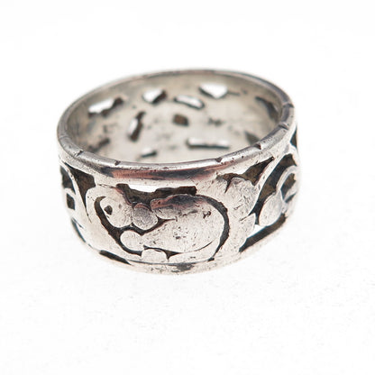 J.D. Schlang Co. 925 Sterling Silver Antique Art Deco Floral Band Ring Size 7