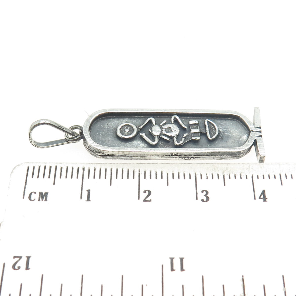 800 Silver Vintage Egypt Pharaoh & Scarab Cartouche Pendant