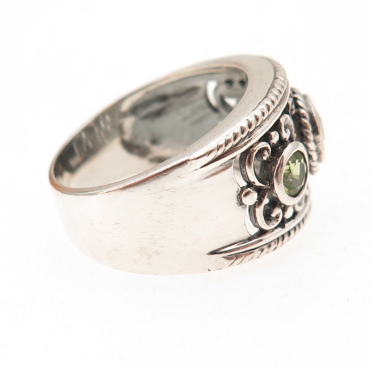 Pranda 925 Sterling Silver Vintage Real Amethyst Blue Topaz Peridot Ring Size 9