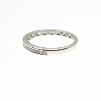 DIAG 925 Sterling Silver Round-Cut C Z Half Eternity Band Ring Size 7.25