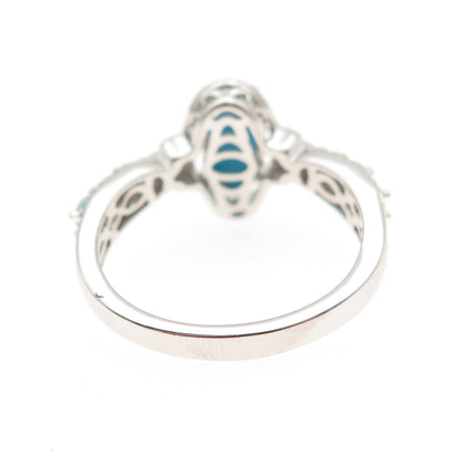 Chuck Clemency 925 Sterling Real Turquoise White Topaz & Aquamarine Ring Size 8