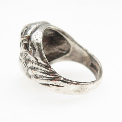 925 Sterling Silver Vintage Jesus Oxidized Ring Size 6.75