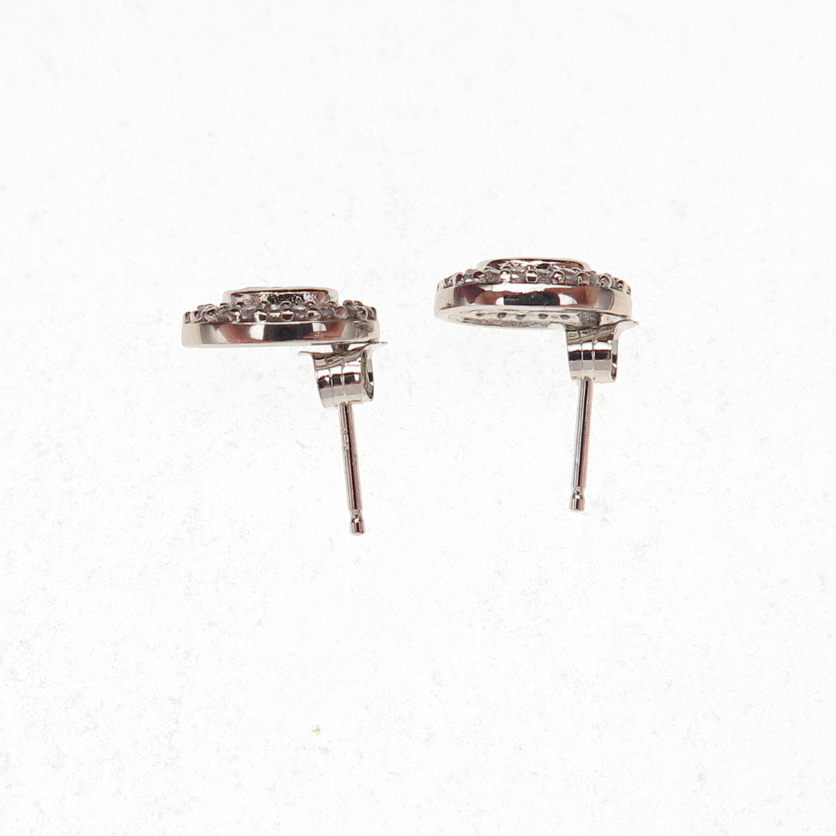 925 Sterling Silver Oval & Round-Cut C Z Stud Earrings