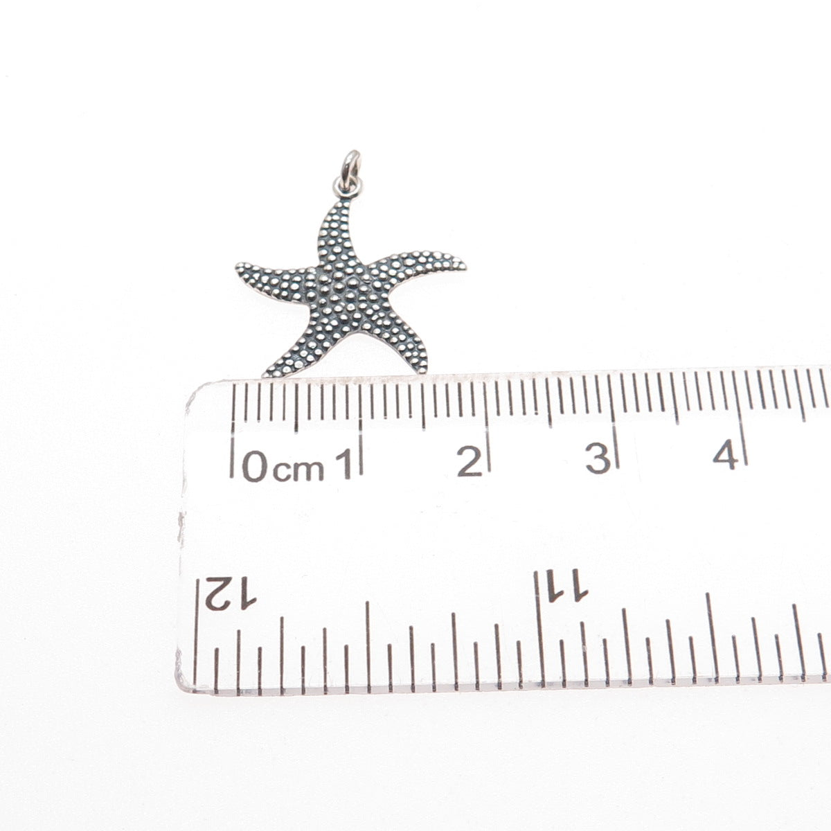 925 Sterling Silver Vintage Starfish Granulated Oxidized Charm Pendant
