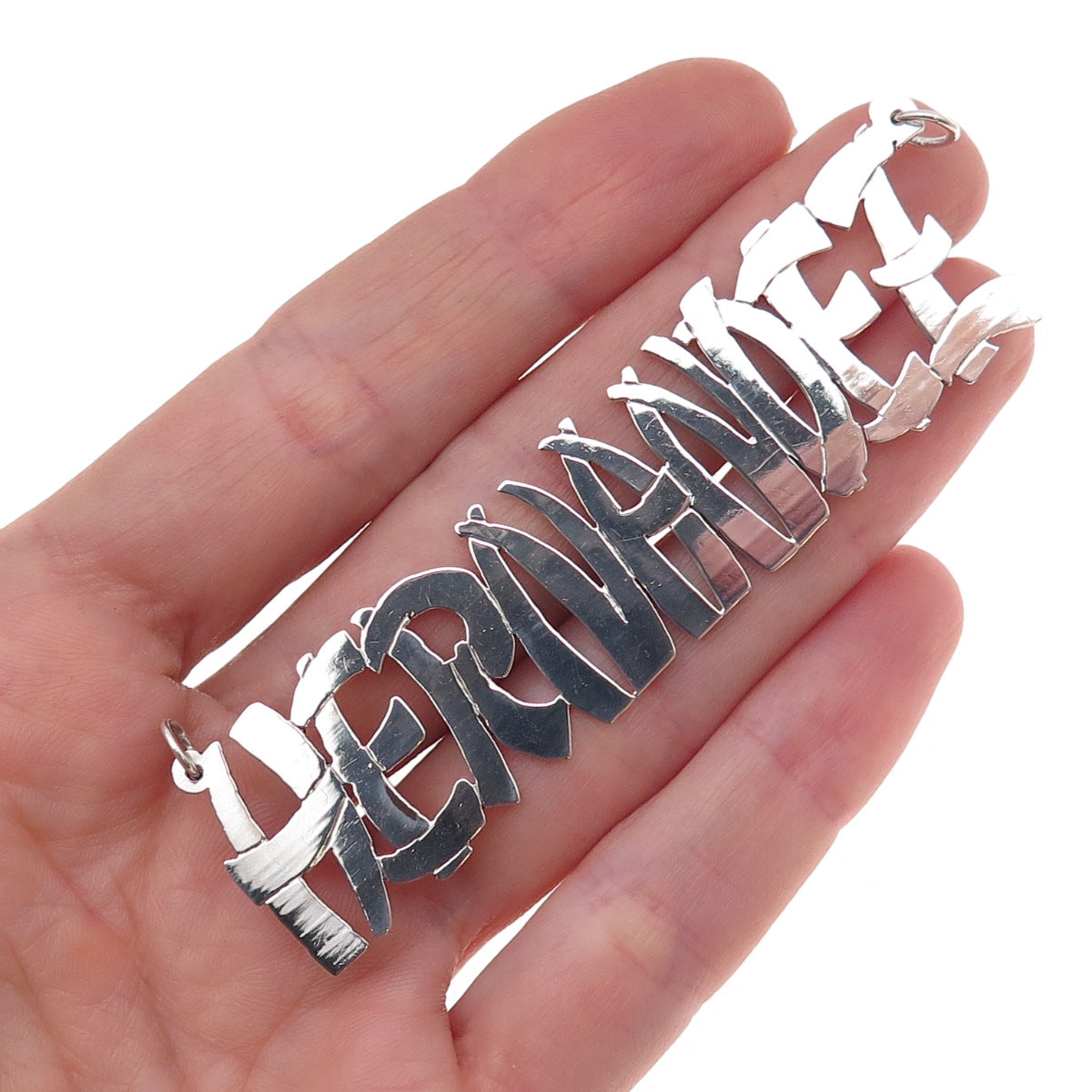 925 Sterling Silver Vintage Hernandez Nameplate Centerpiece Pendant