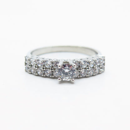 925 Sterling Silver Round-Cut C Z Ring Size 8