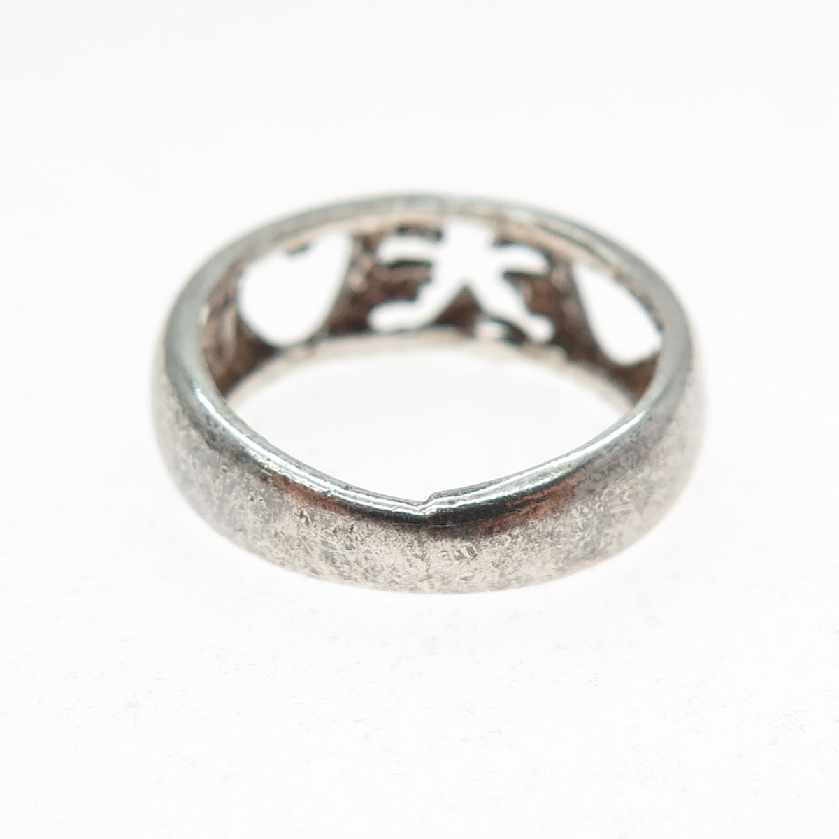 925 Sterling Silver Vintage EFS Mexico Child & Heart Oxidized Ring Size 6.25