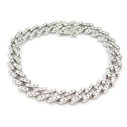 925 Sterling Silver C Z Tennis Link Bracelet 8.5"