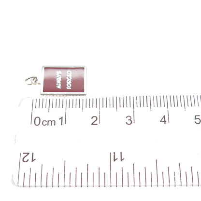 925 Sterling Silver Red Enamel Always Forced Minimalist Charm Pendant
