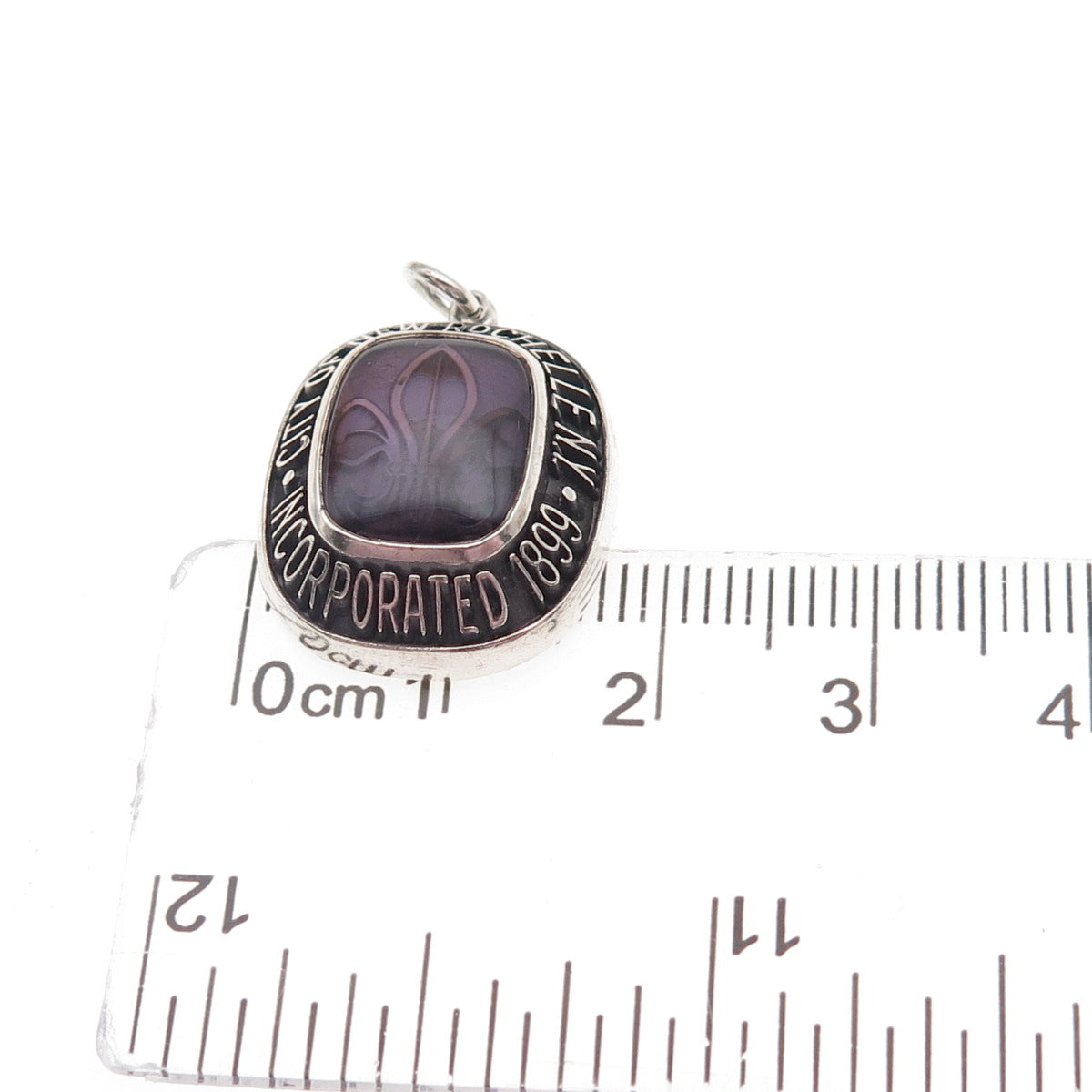 925 Sterling Silver Vintage Enamel City of New Rochelle Inc. 1899 Charm Pendant