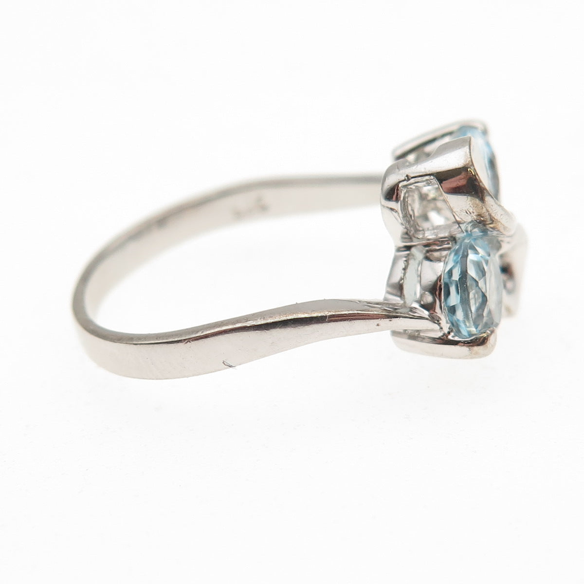 925 Sterling Silver Real Blue Topaz Infinity Ring Size 6.75