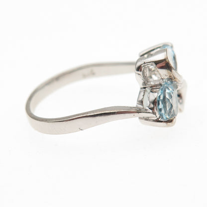 925 Sterling Silver Real Blue Topaz Infinity Ring Size 6.75