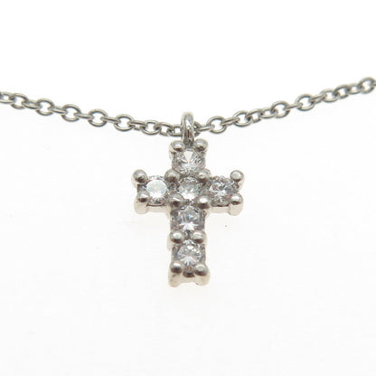 925 Sterling Silver Round-Cut C Z Cross Cable Chain Necklace 18-20"