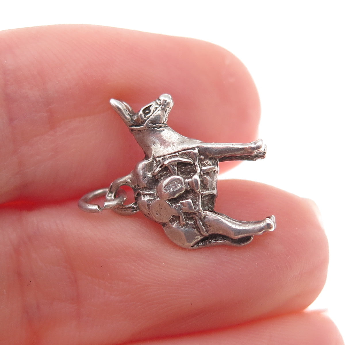 925 Sterling Silver Vintage Donkey Oxidized Charm Pendant