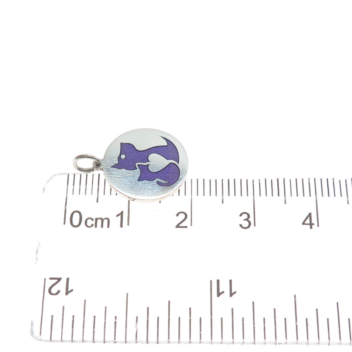 925 Sterling Silver Purple Enamel Dog & Cat Friendship Minimalist Charm Pendant