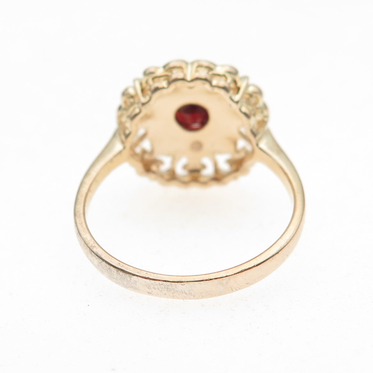 Ross Simons 925 Sterling Gold Plated Real Diamond Accent Red Garnet Ring Size 8